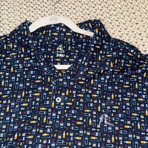 Rhoback Navy Patterned Polo Shirt